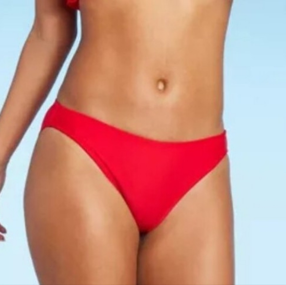 Red Bikini Bottom- Medium Coverage.